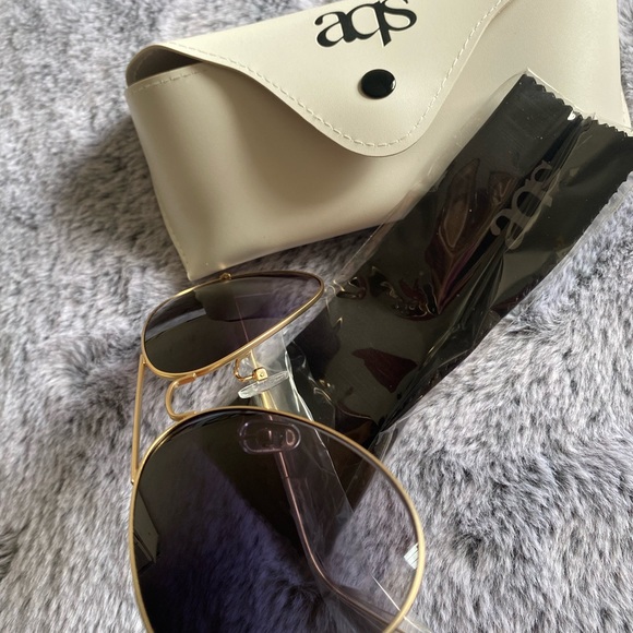 NWT AQS Mason 58mm Aviator Sunglasses black color/ 100% authentic - Picture 8 of 11